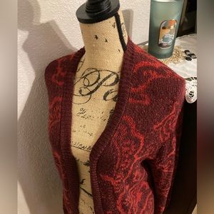 Knox Rose red burgundy open cardigan, large